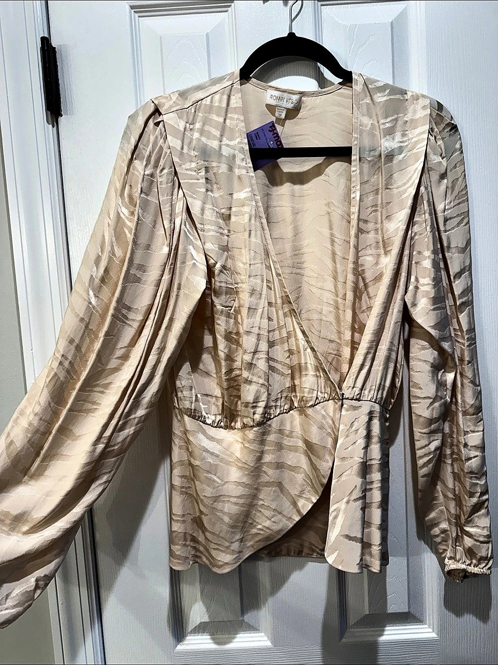 Ronnie kobo Blouse in Beige Size medium  New